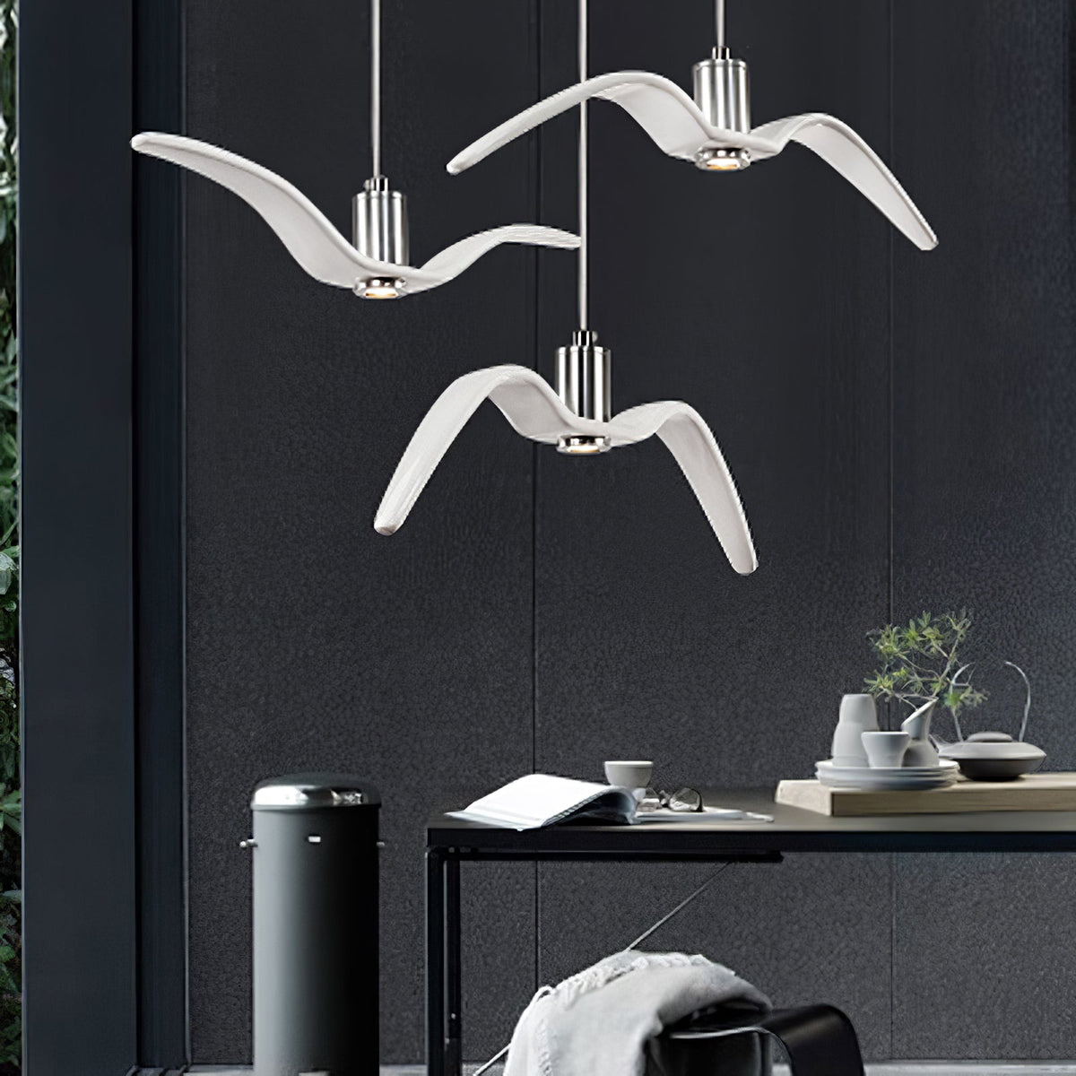 Ivoren hanglamp met vleugels voor woonkamer