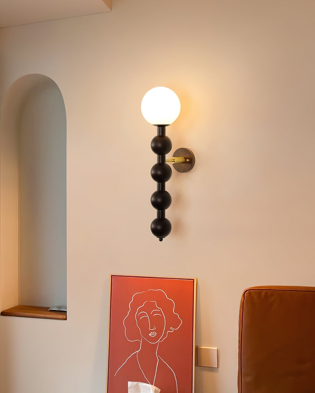 Wandlamp Gourd in Hout, Metaal en glas Modern Style