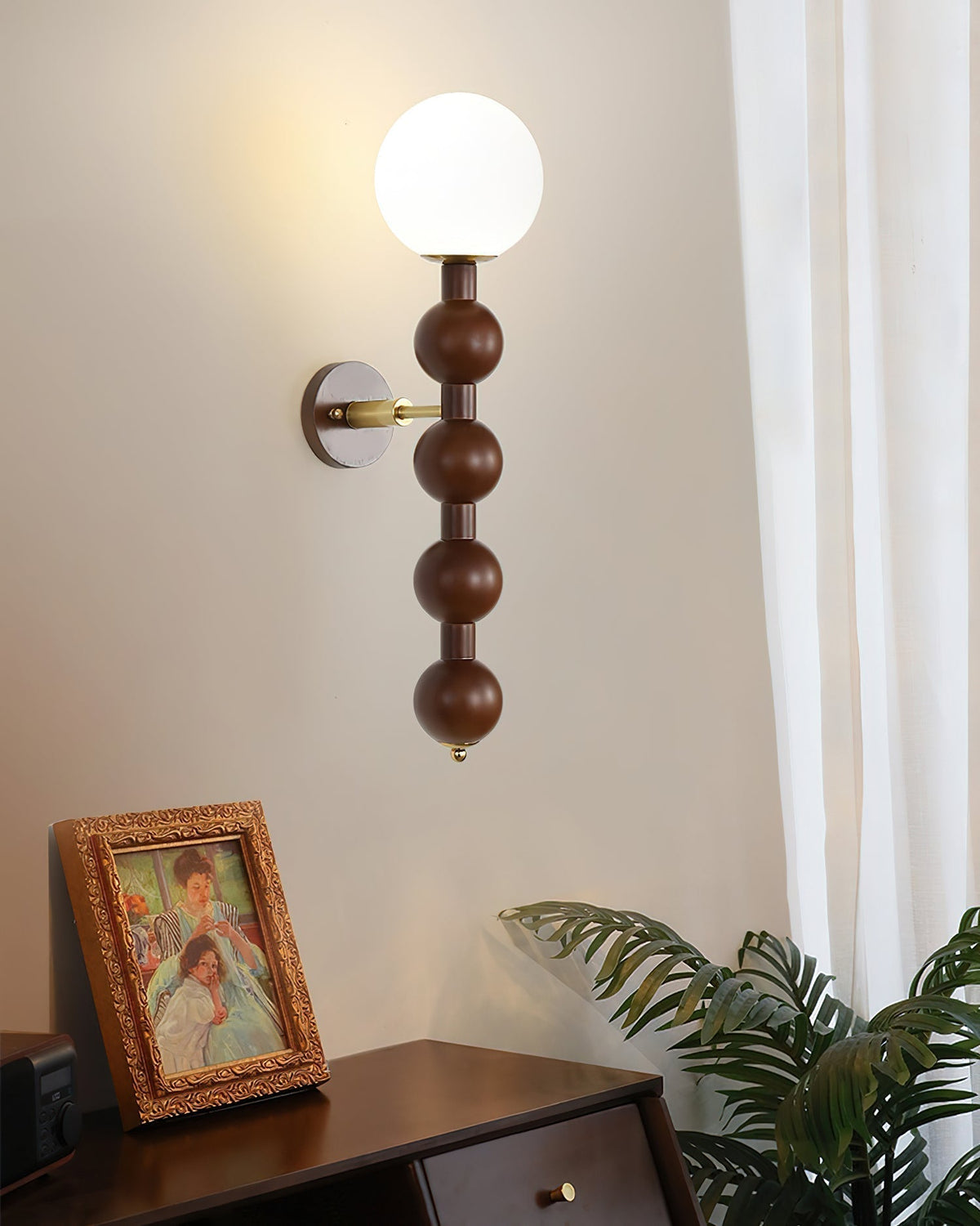 Wandlamp Gourd in Hout, Metaal en glas Modern Style