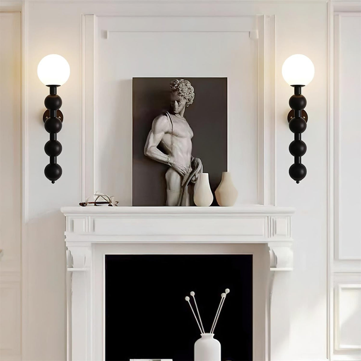 Wandlamp Gourd in Hout, Metaal en glas Modern Style