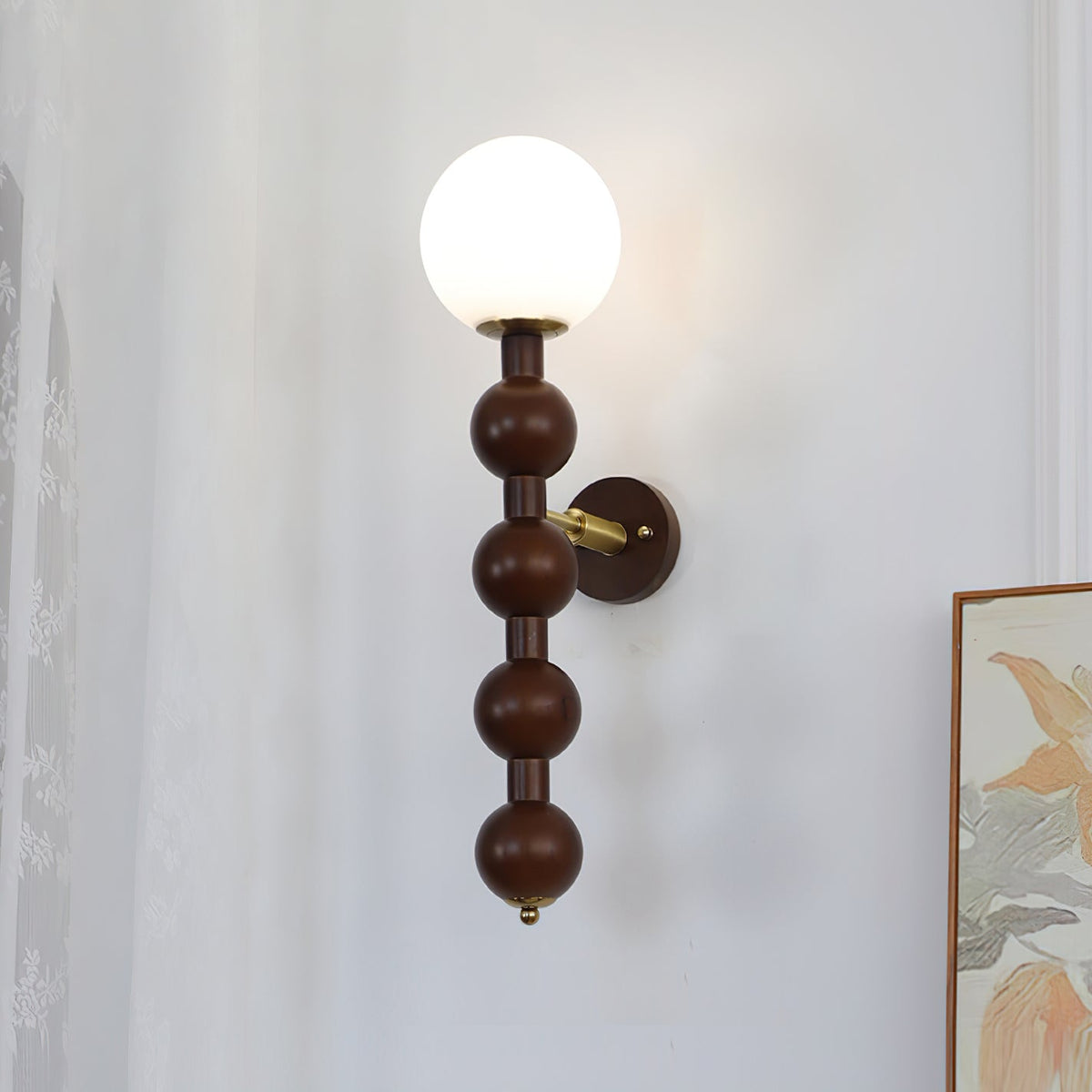 Wandlamp Gourd in Hout, Metaal en glas Modern Style