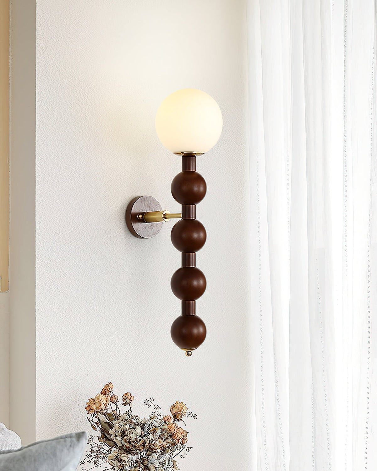 Wandlamp Gourd in Hout, Metaal en glas Modern Style