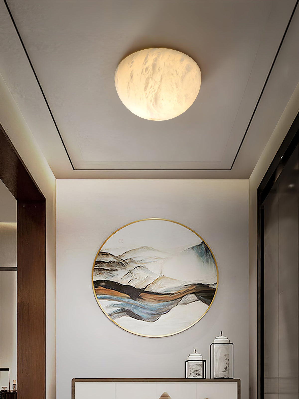 Elthen Minimalistische plafondlamp van albast