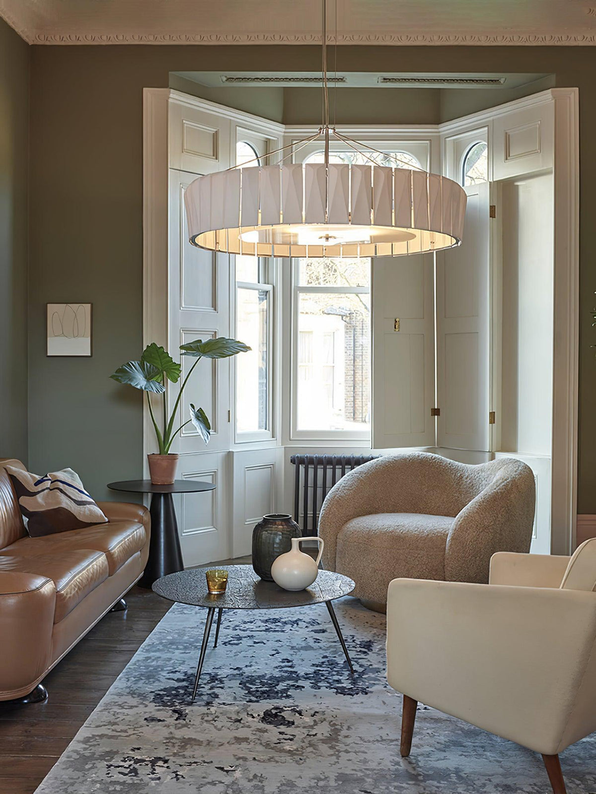 Vaeliora geribbelde keramische hanglamp