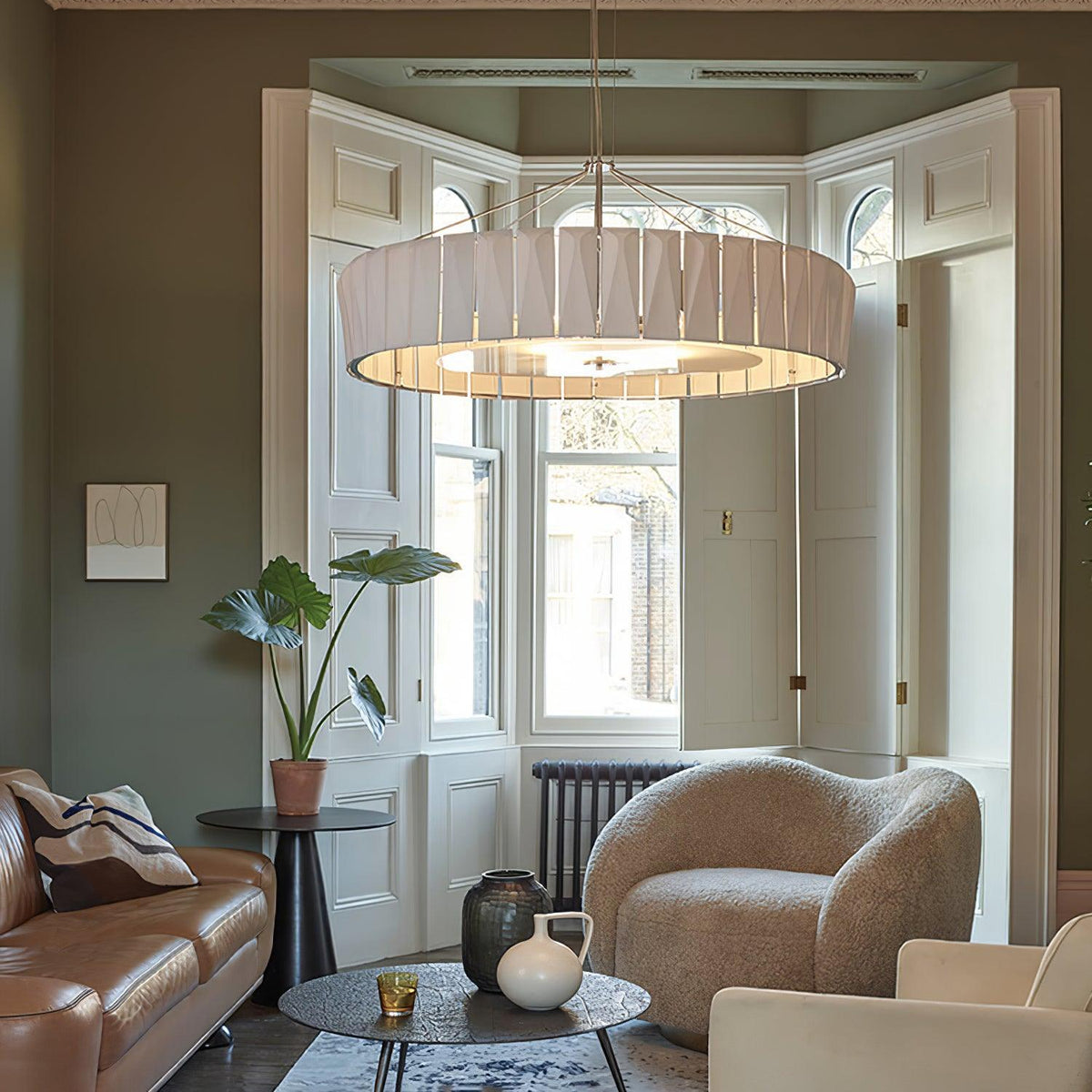 Vaeliora geribbelde keramische hanglamp