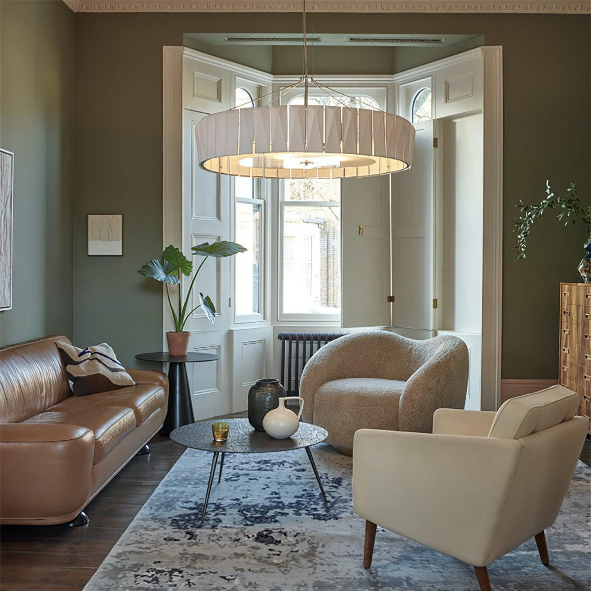 Vaeliora geribbelde keramische hanglamp