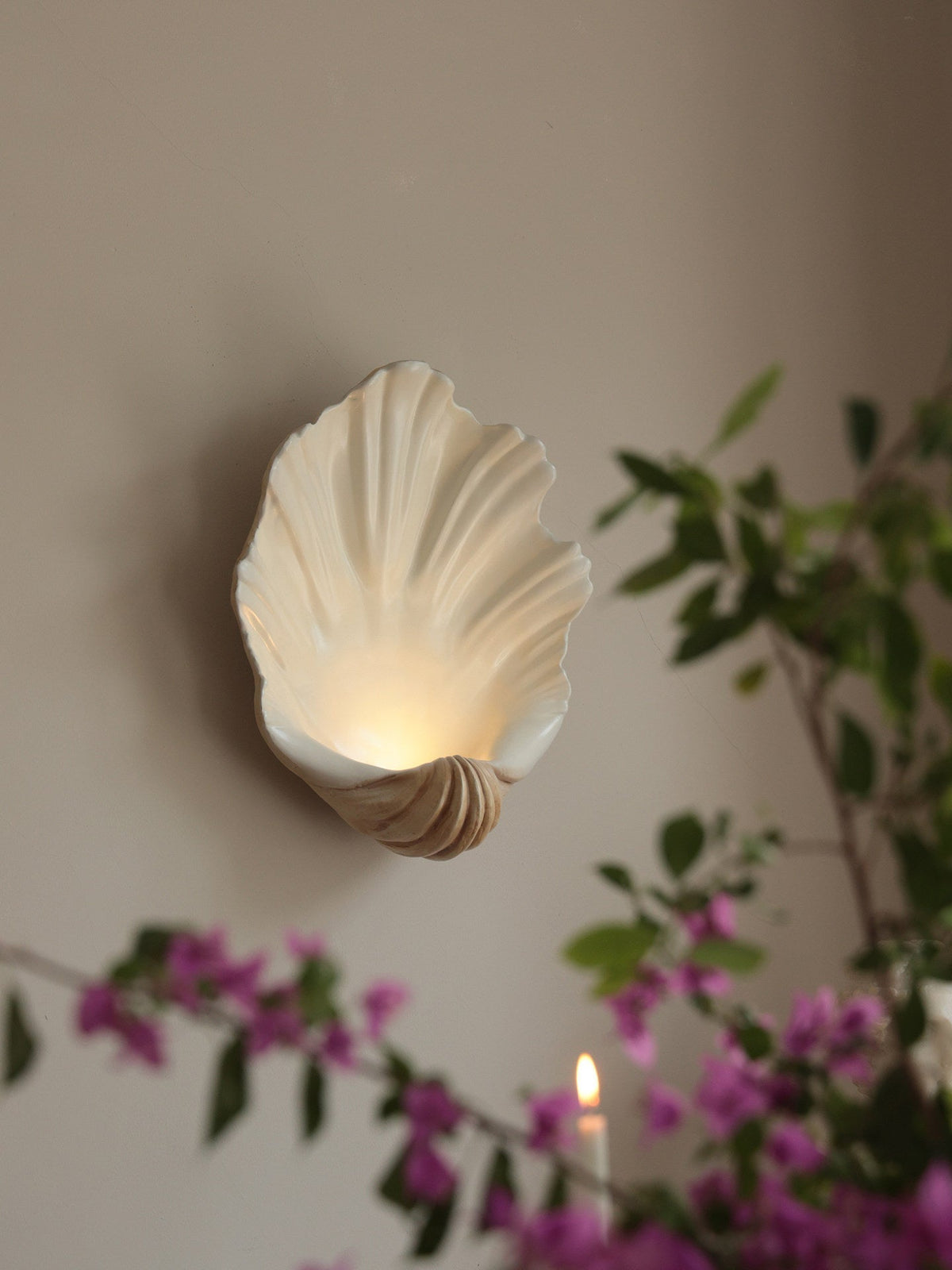Shell wandlamp Crème Resineuze Wabi-Sabi