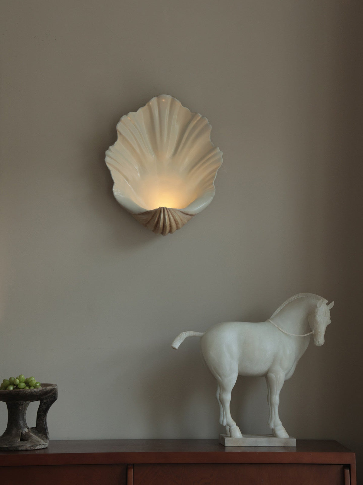 Shell wandlamp Crème Resineuze Wabi-Sabi