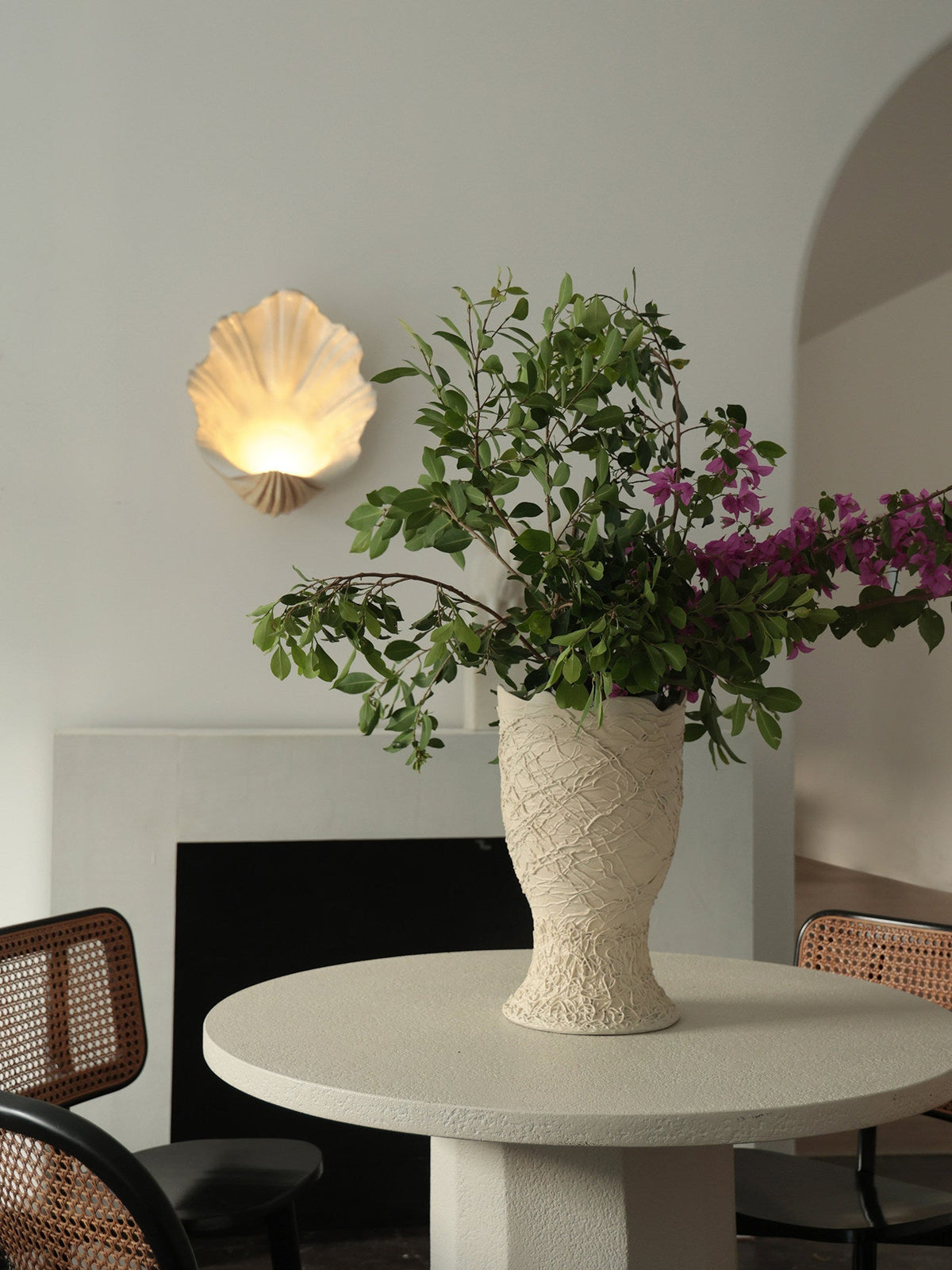 Shell wandlamp Crème Resineuze Wabi-Sabi