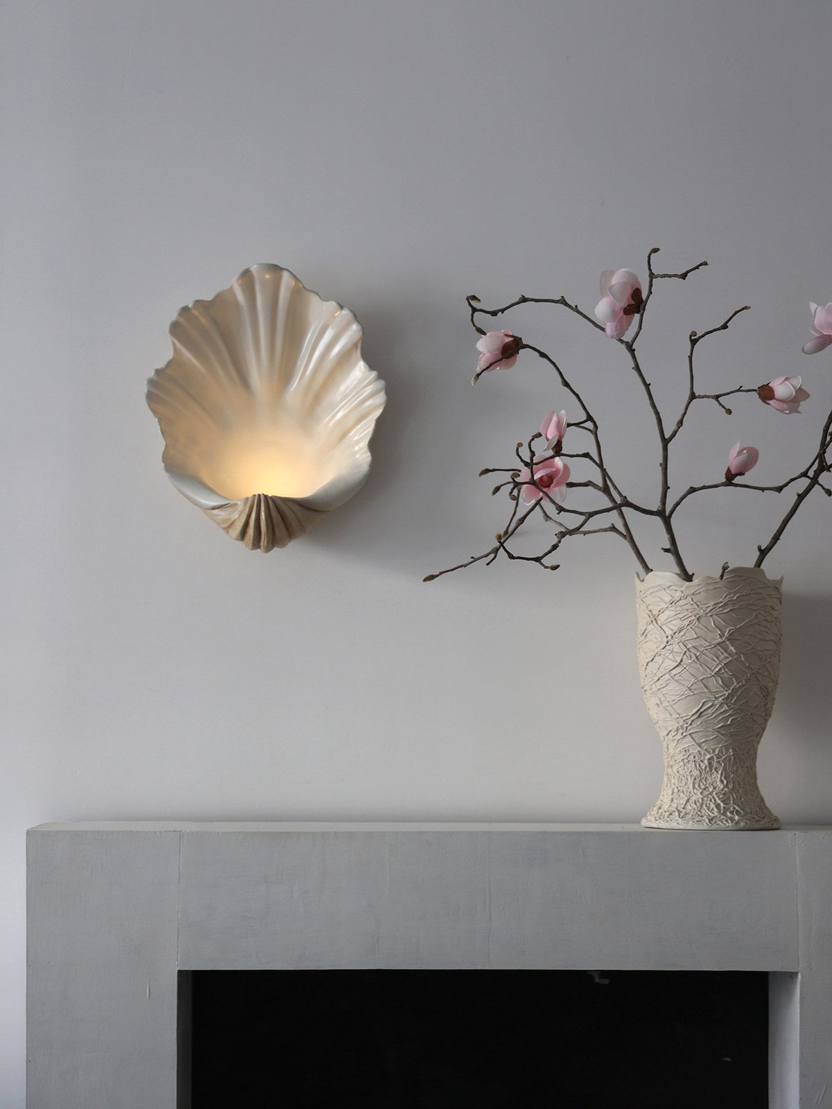 Shell wandlamp Crème Resineuze Wabi-Sabi