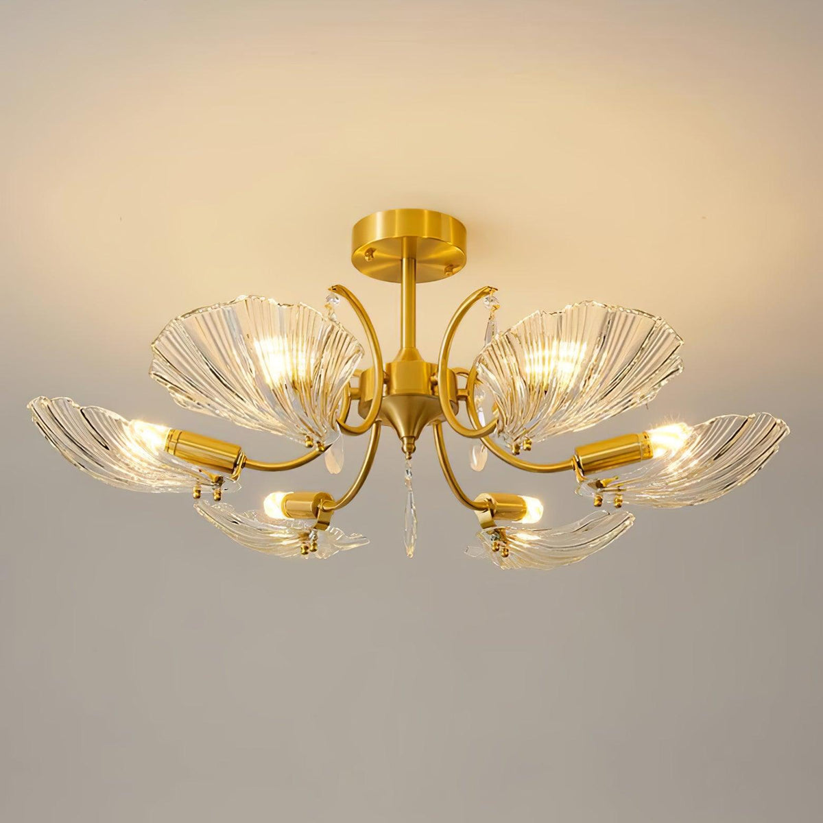Eiriaria Bloemblaadje glas messing Kroonluchter