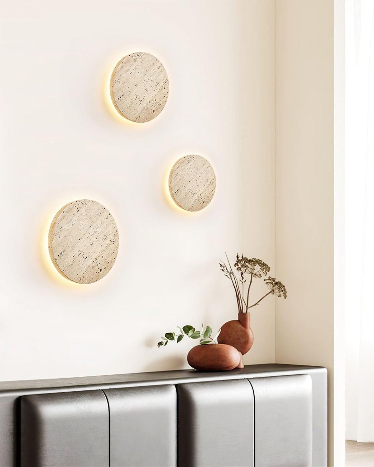 Artale Geel travertin wandlamp