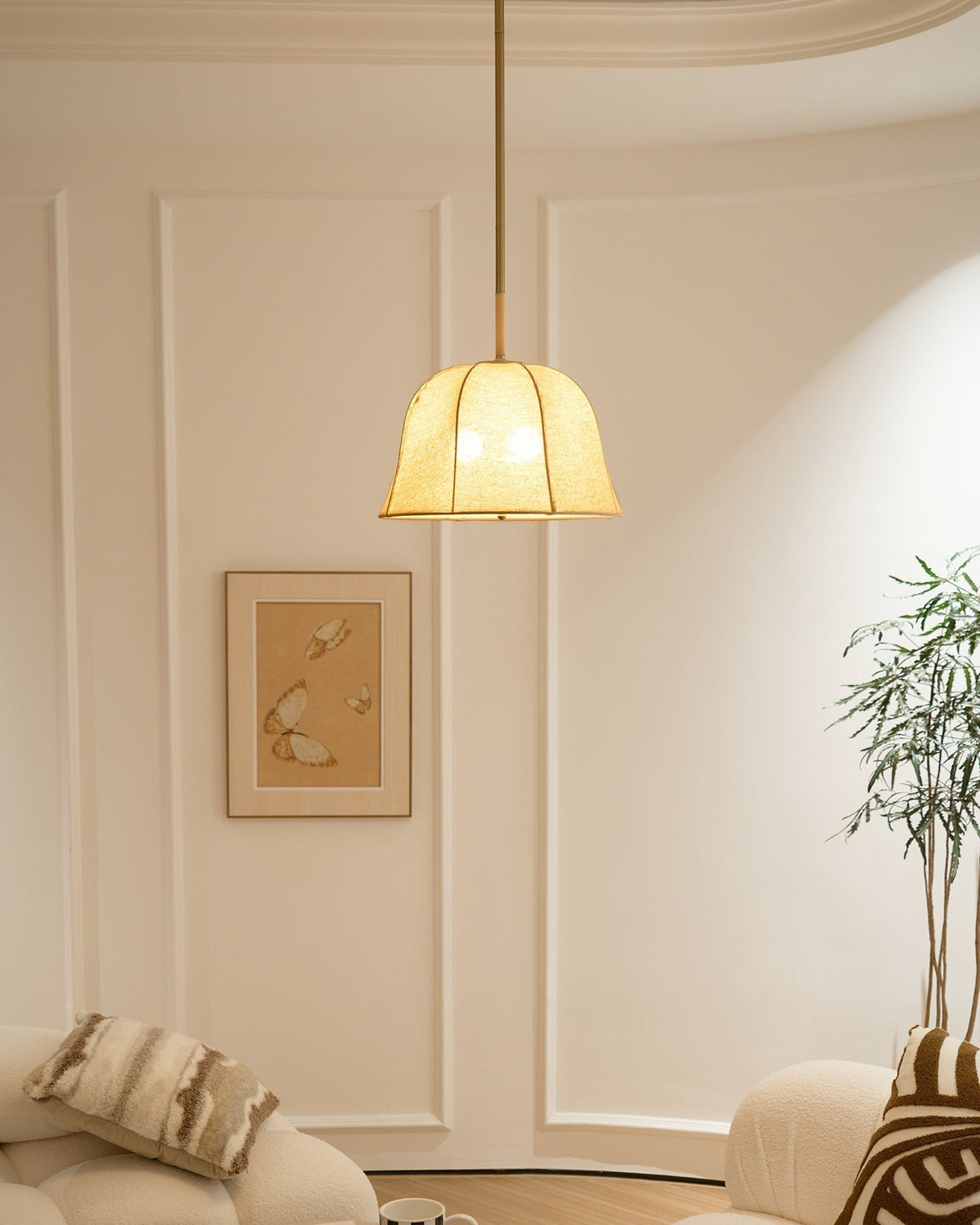 Fioalielle Vintage hanglamp van Linnen in Beige