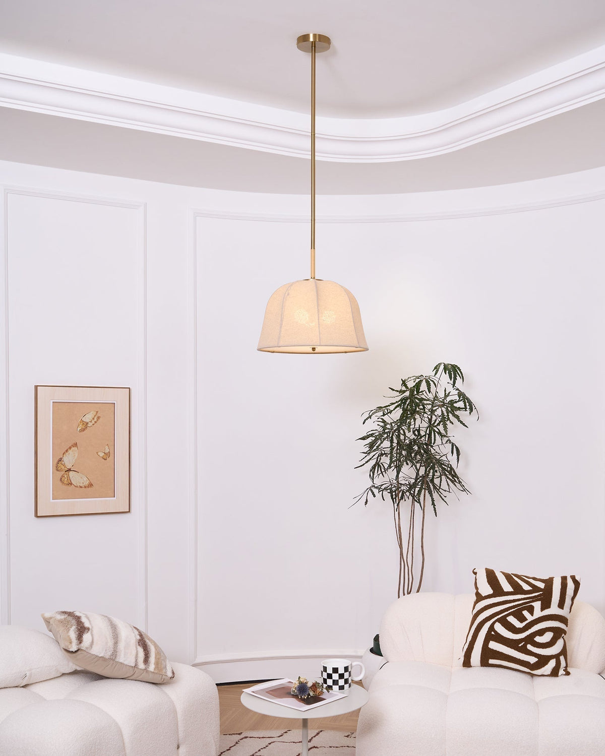 Fioalielle Vintage hanglamp van Linnen in Beige
