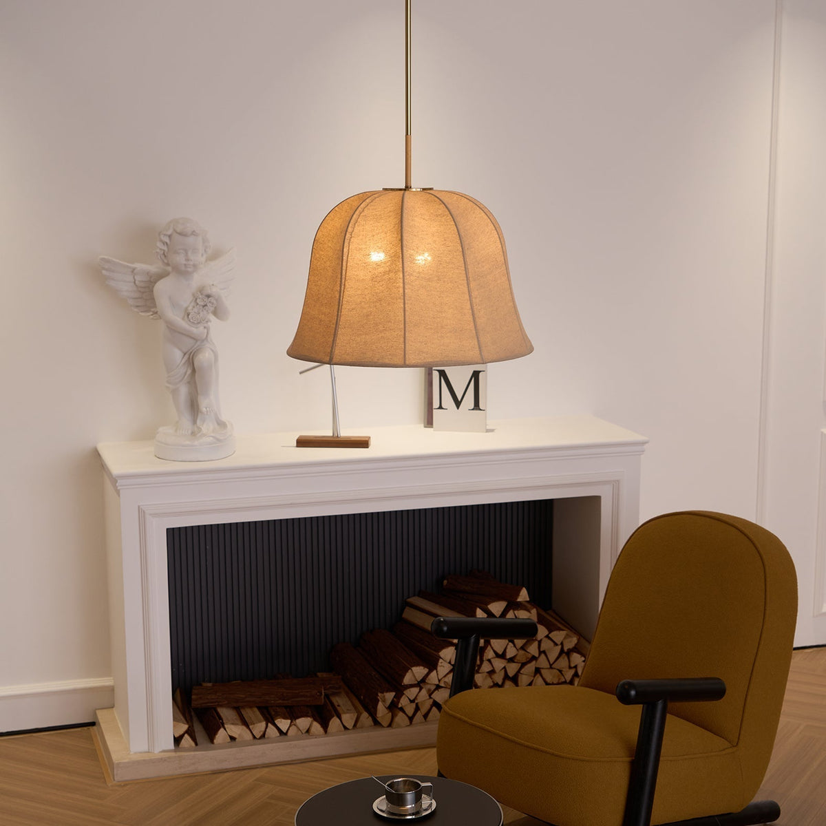 Fioalielle Vintage hanglamp van Linnen in Beige