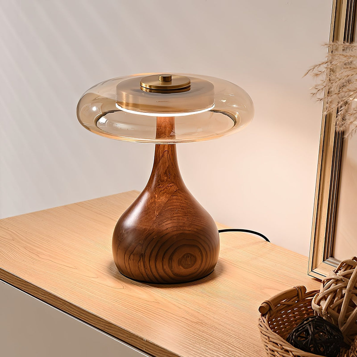 Bux Moderne tafellamp van walnoothout