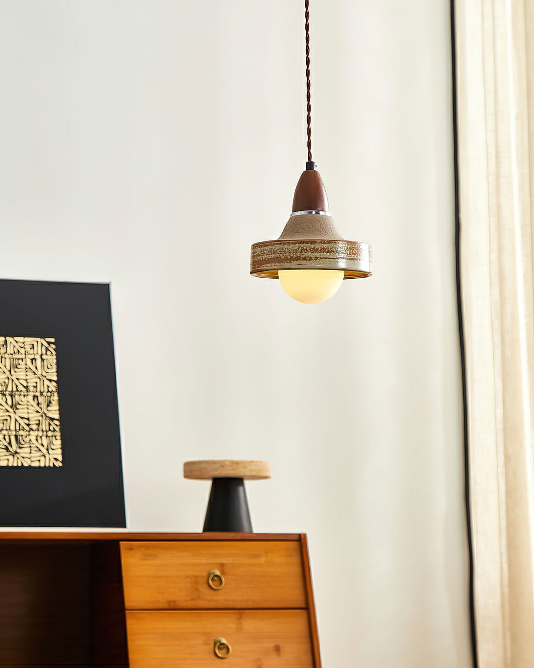 Sierra Premium Noordse kunst keramiek hout hanglamp