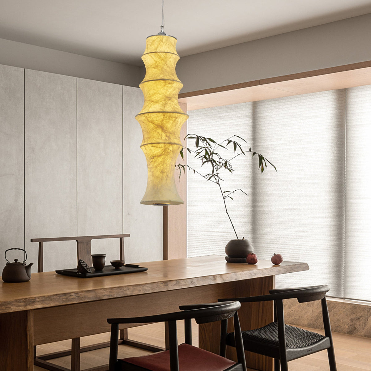 Elraeor gelaagde hanglamp van natuurlijke mulberry zijde