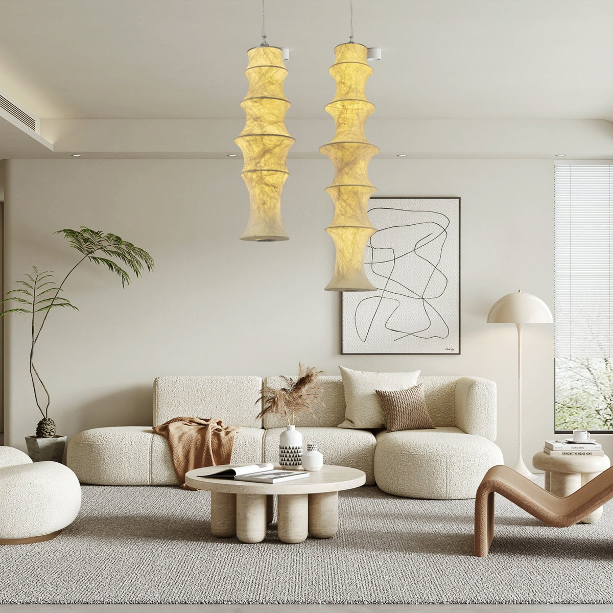 Elraeor gelaagde hanglamp van natuurlijke mulberry zijde
