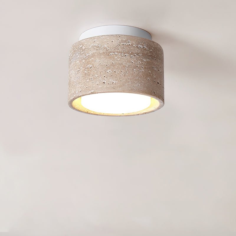 Virinira vierkante plafondlamp van geel travertin