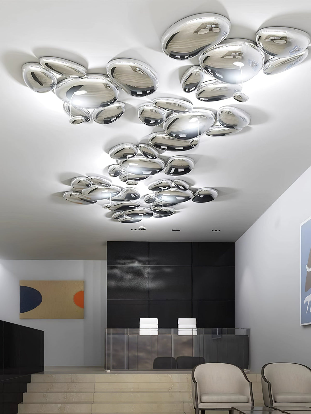 Vostix Plafondlamp Chroom Kiezelvorm modern