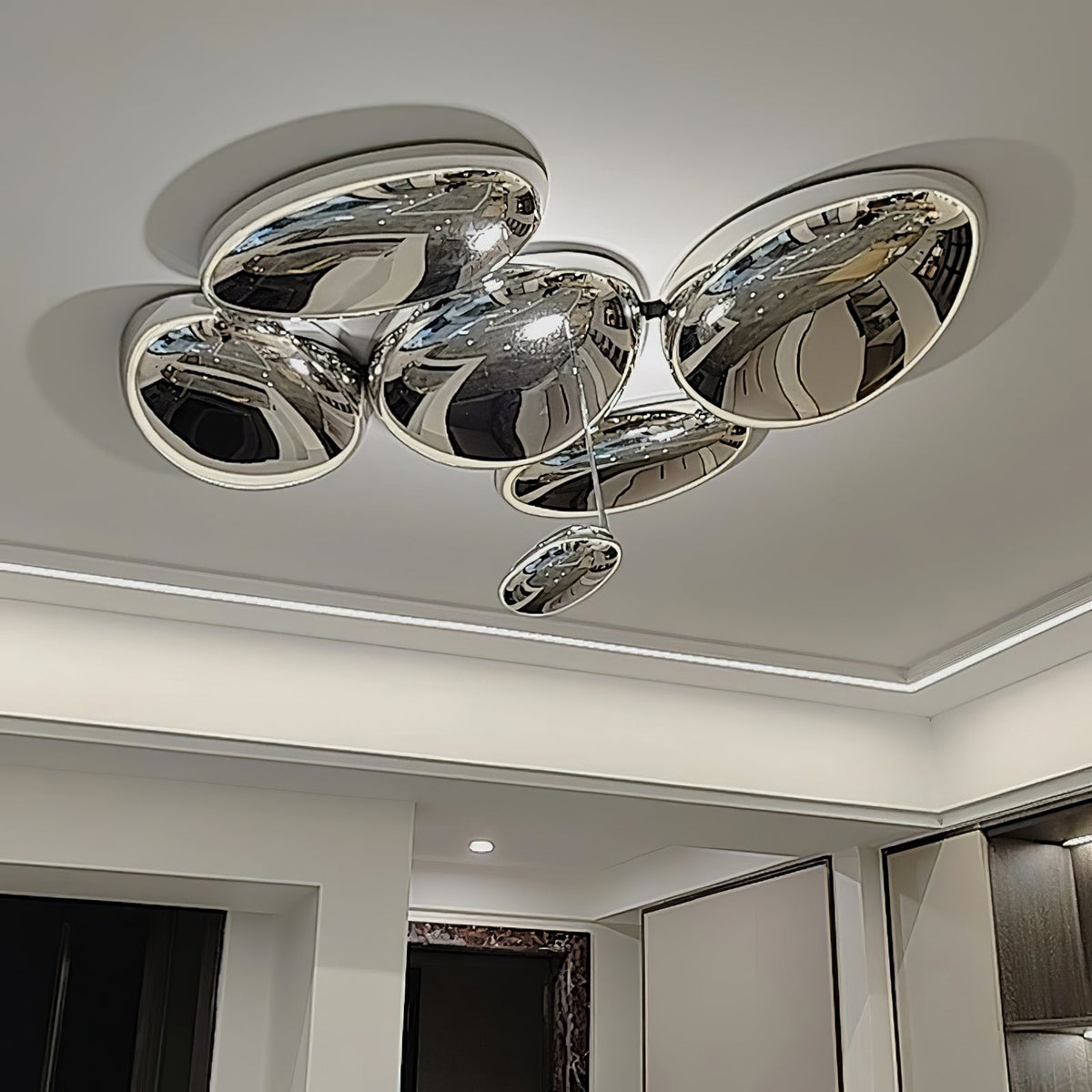 Vostix Plafondlamp Chroom Kiezelvorm modern
