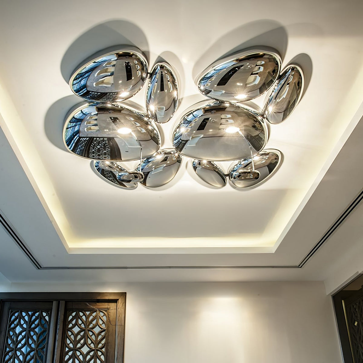 Vostix Plafondlamp Chroom Kiezelvorm modern