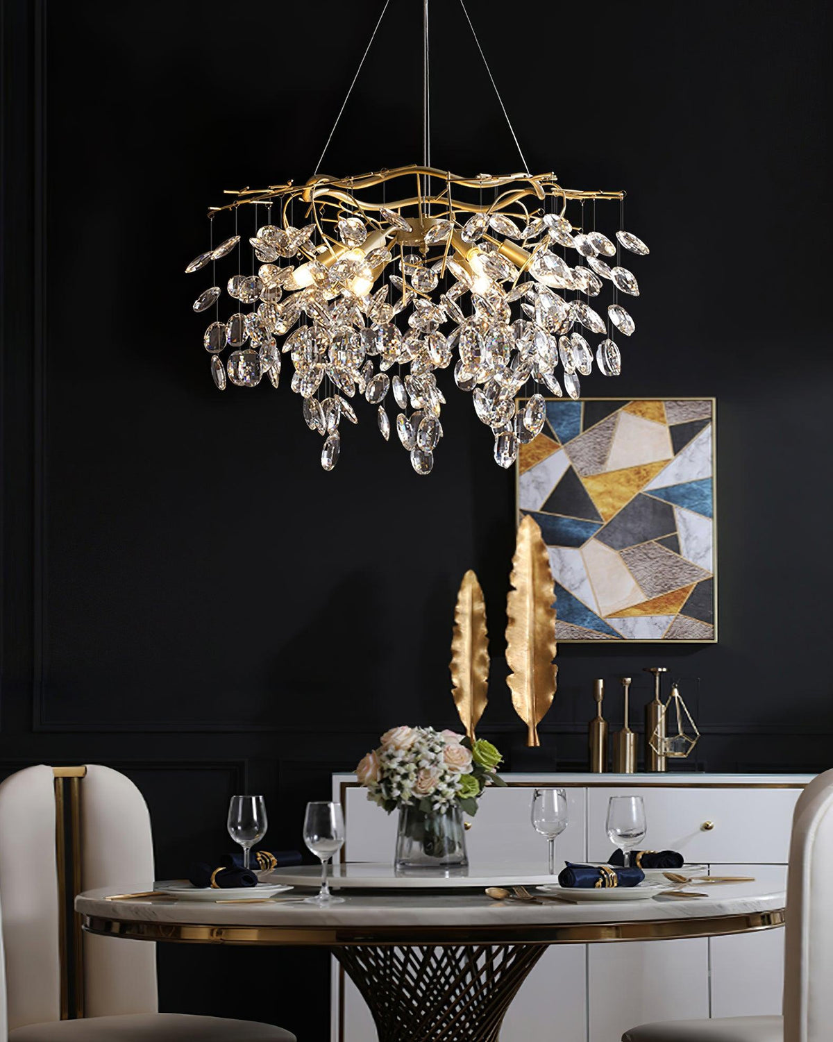 Luxirian kroonluchter kristallen takken goud LED