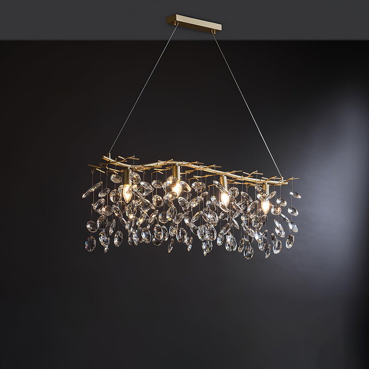 Luxirian kroonluchter kristallen takken goud LED
