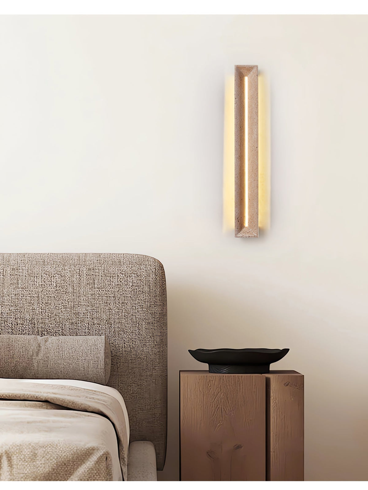 Dfi Minimalistische wandlamp van geel travertin