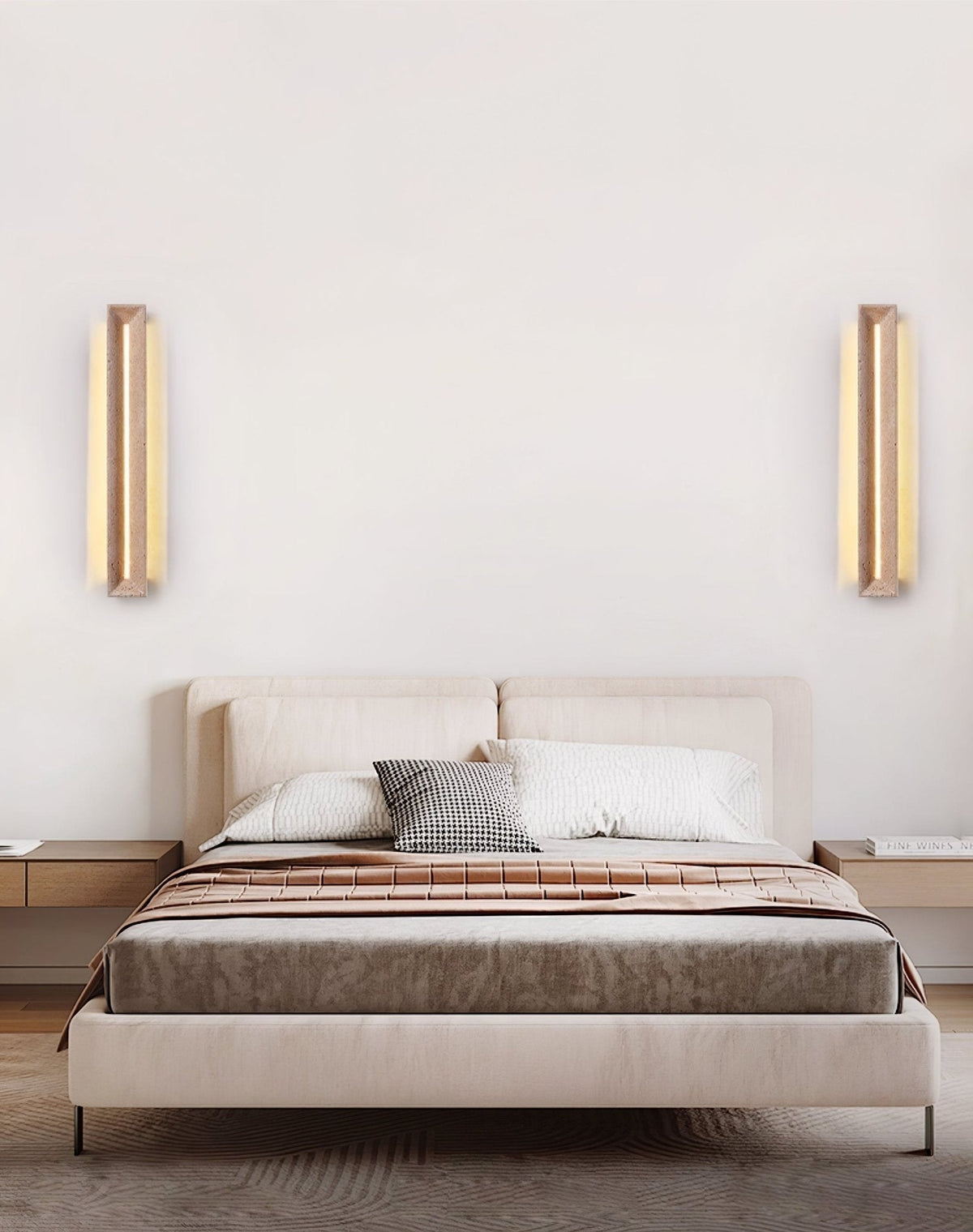 Dfi Minimalistische wandlamp van geel travertin