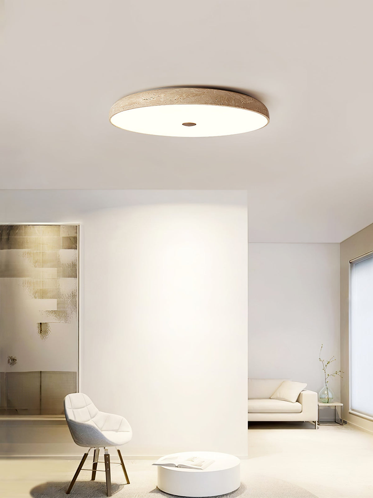 Orzoror minimalistische plafondlamp van geel travertin