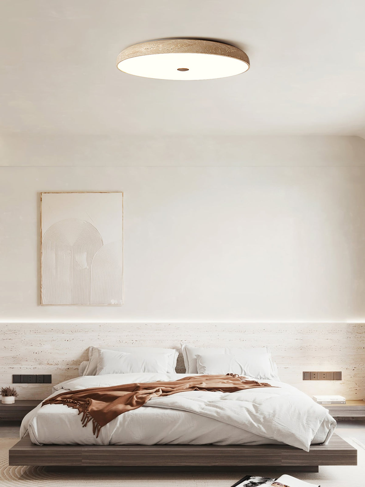Orzoror minimalistische plafondlamp van geel travertin