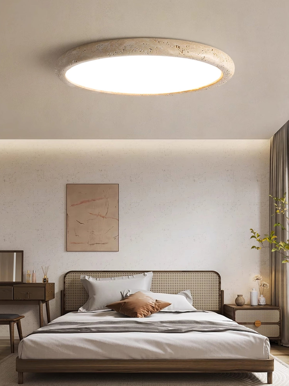 Aurrina Ring Frame Geel travertin plafondlamp