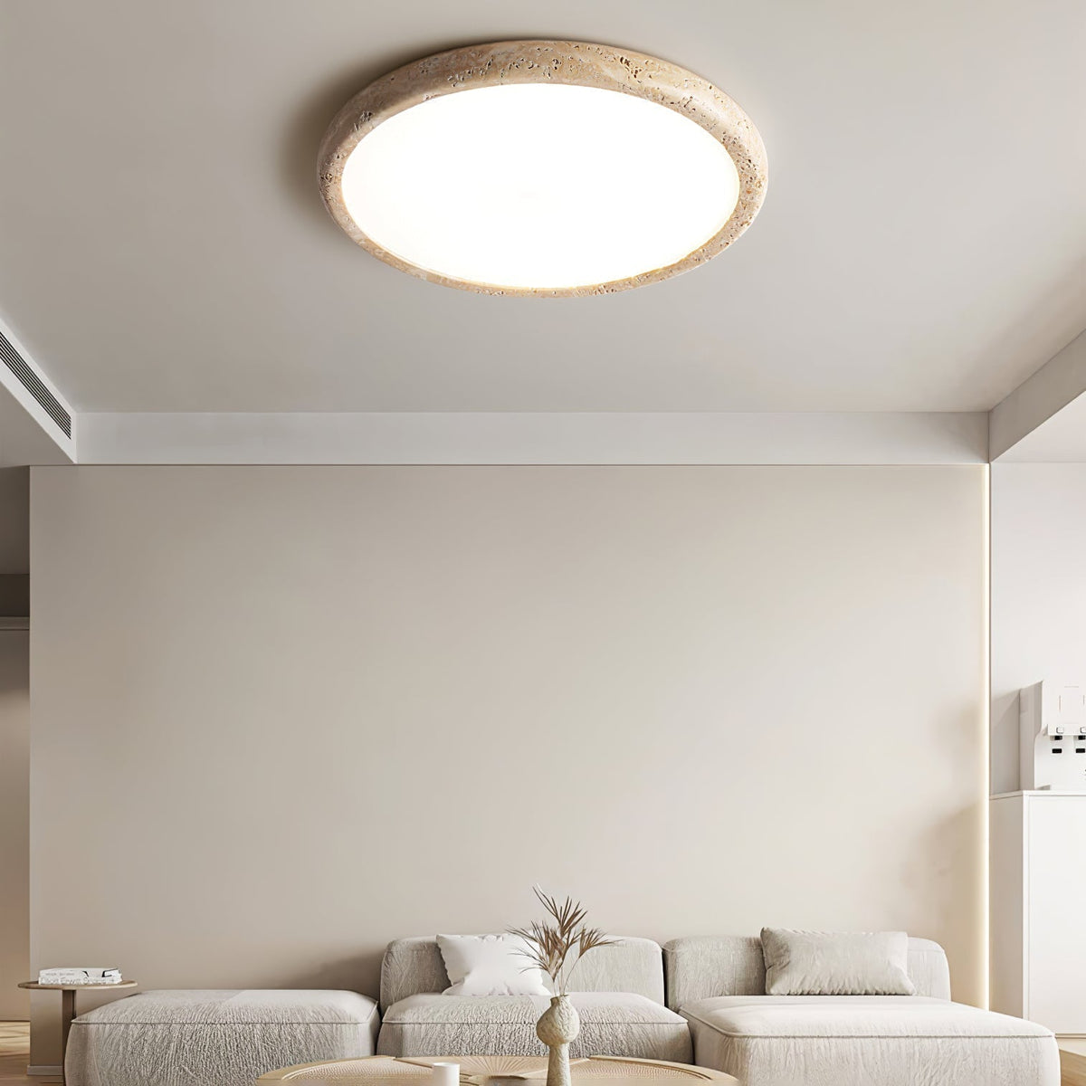 Aurrina Ring Frame Geel travertin plafondlamp