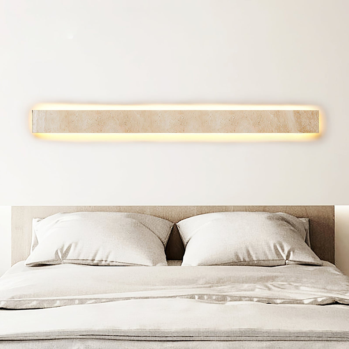 Tavoelia Slim rechthoekige wandlamp van geel travertin