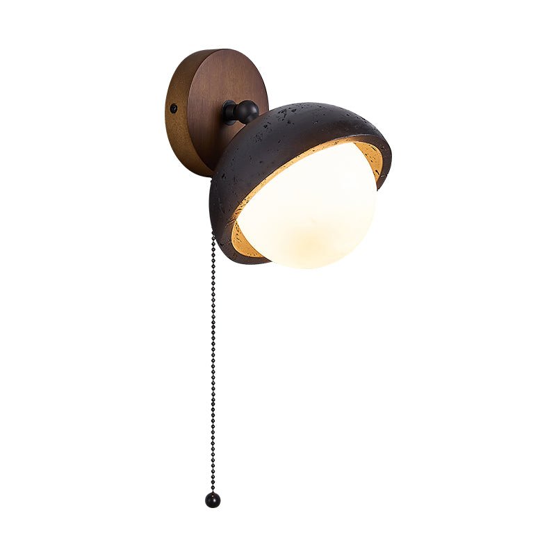 Serenaria bollen Zwart travertin Draaibaar wandlamp