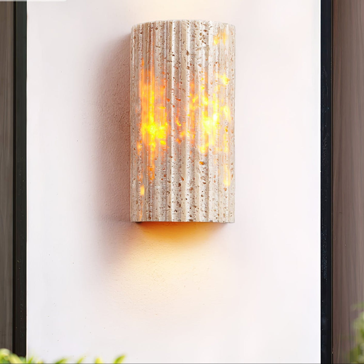 Sysilion Geel travertin wandlamp