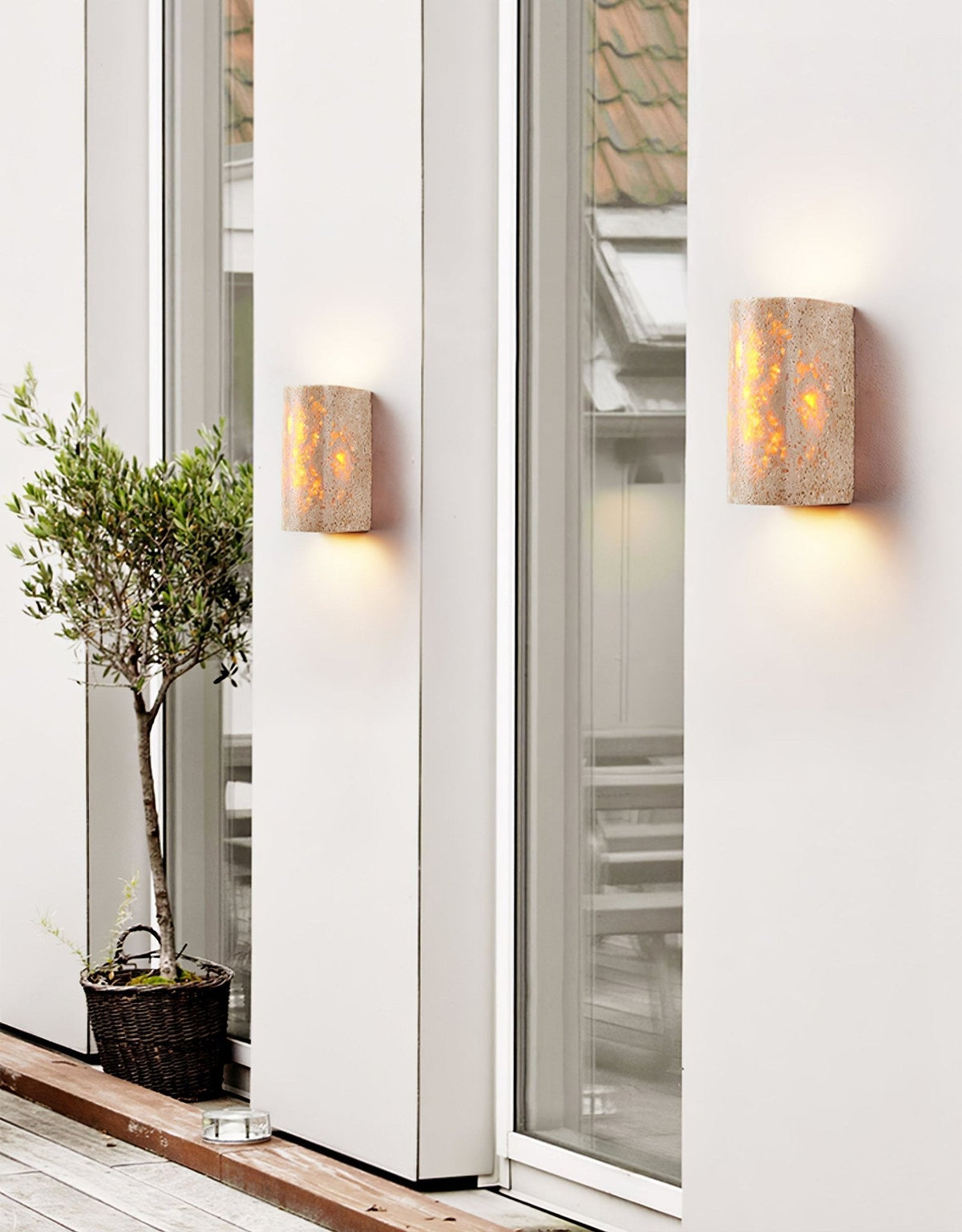 Sysilion Geel travertin wandlamp