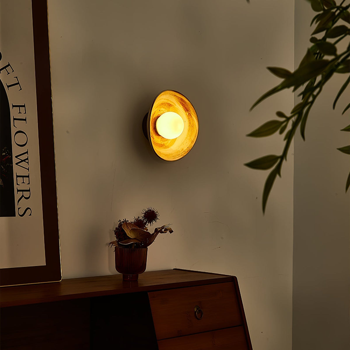 Solune moderne minimalistische wandlamp van glas en hout