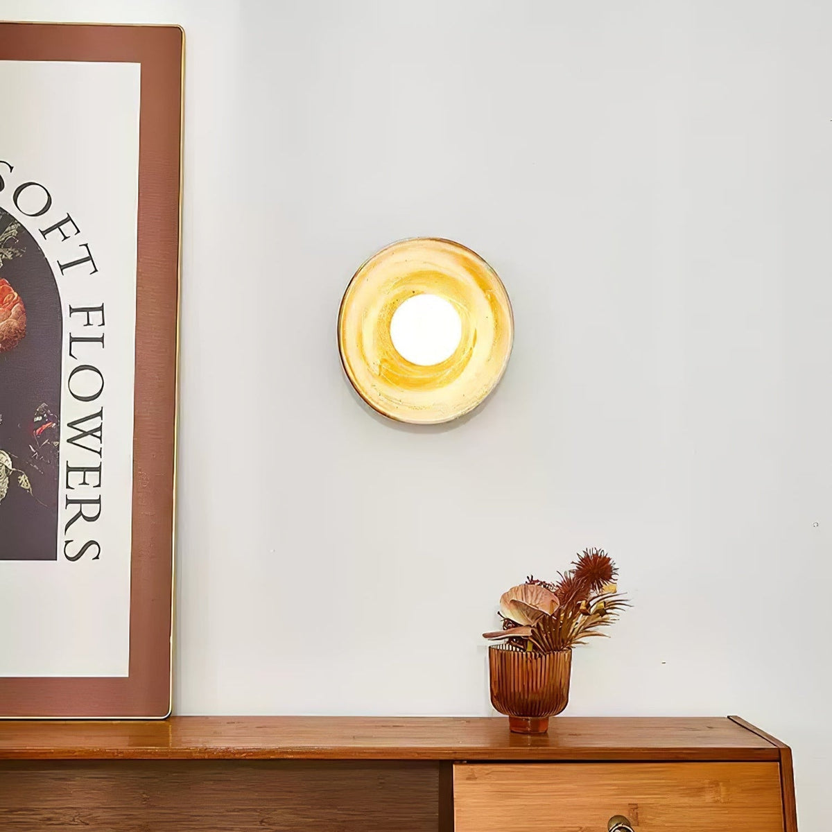 Solune moderne minimalistische wandlamp van glas en hout