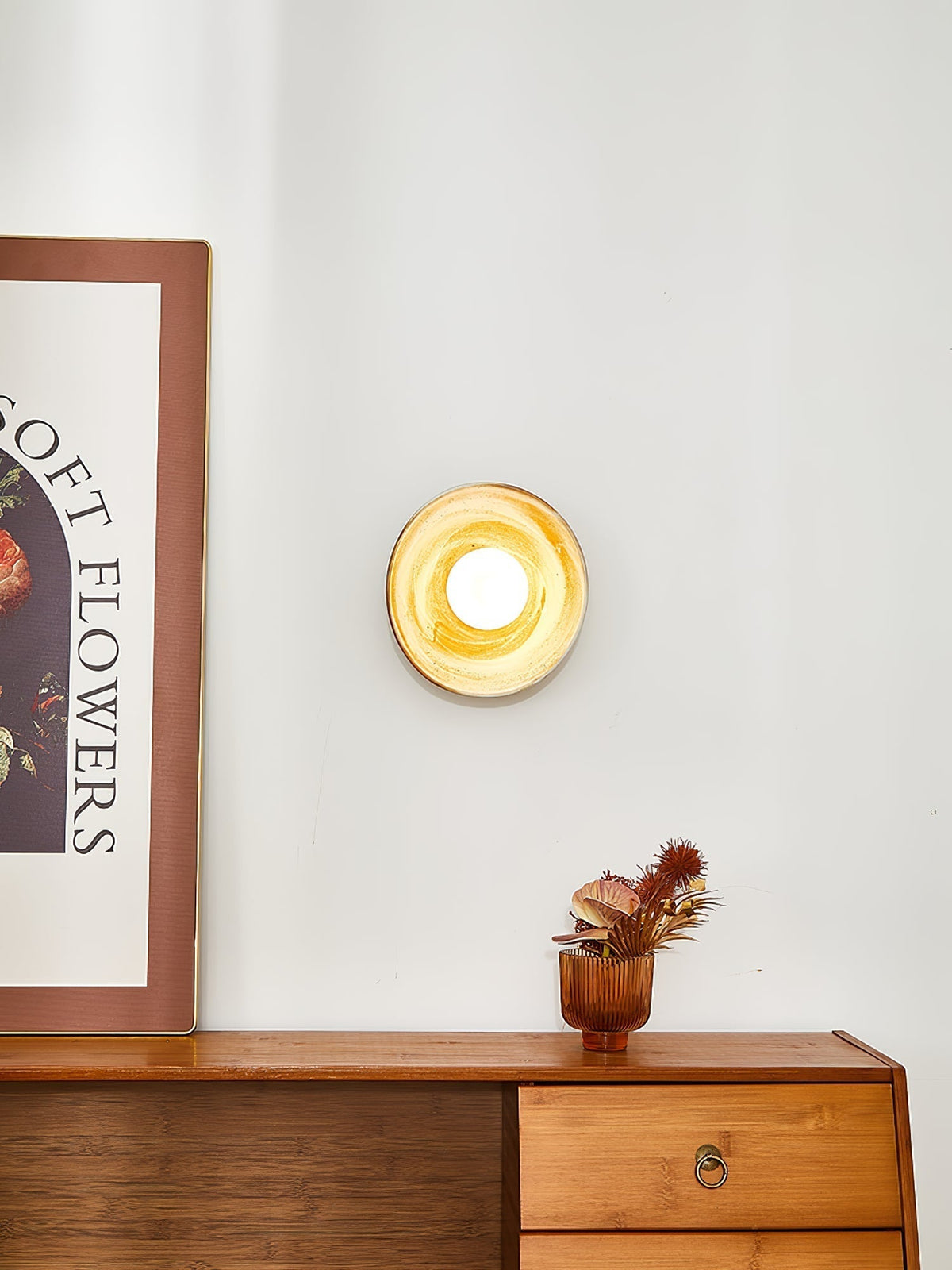 Solune moderne minimalistische wandlamp van glas en hout