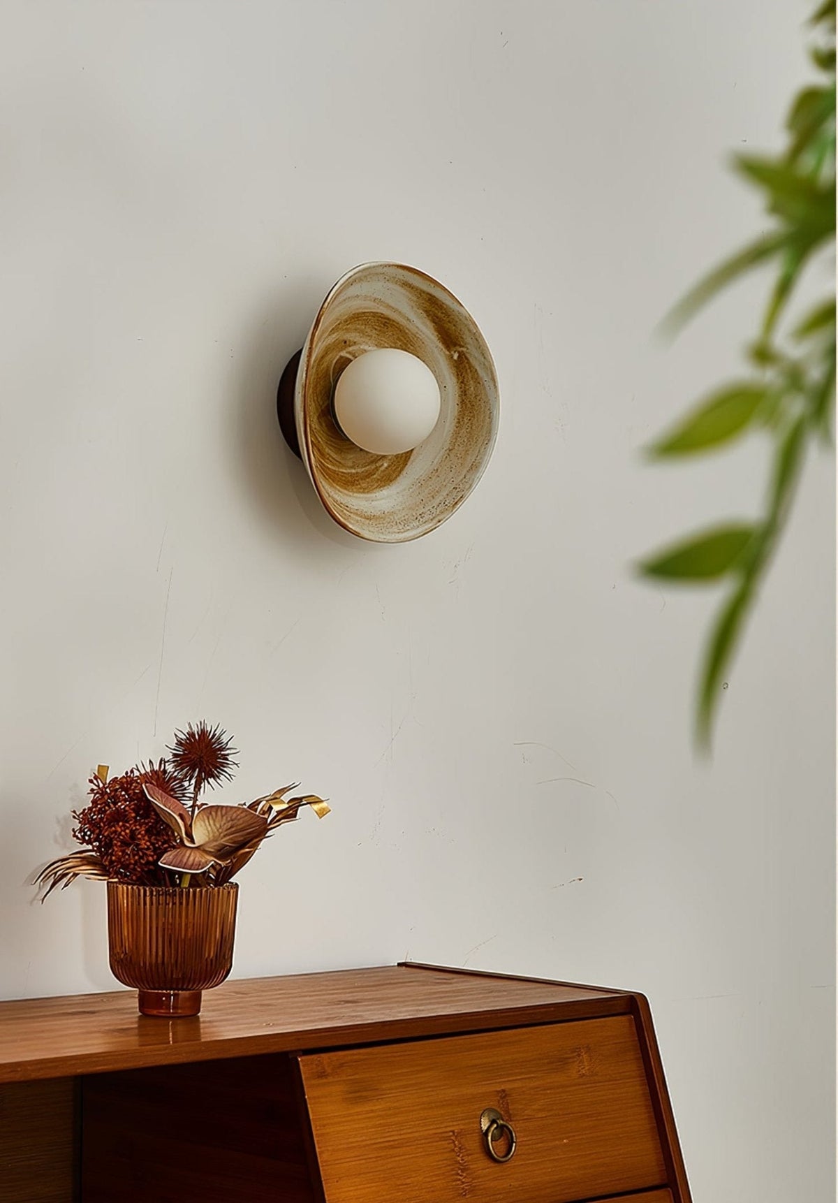 Solune moderne minimalistische wandlamp van glas en hout