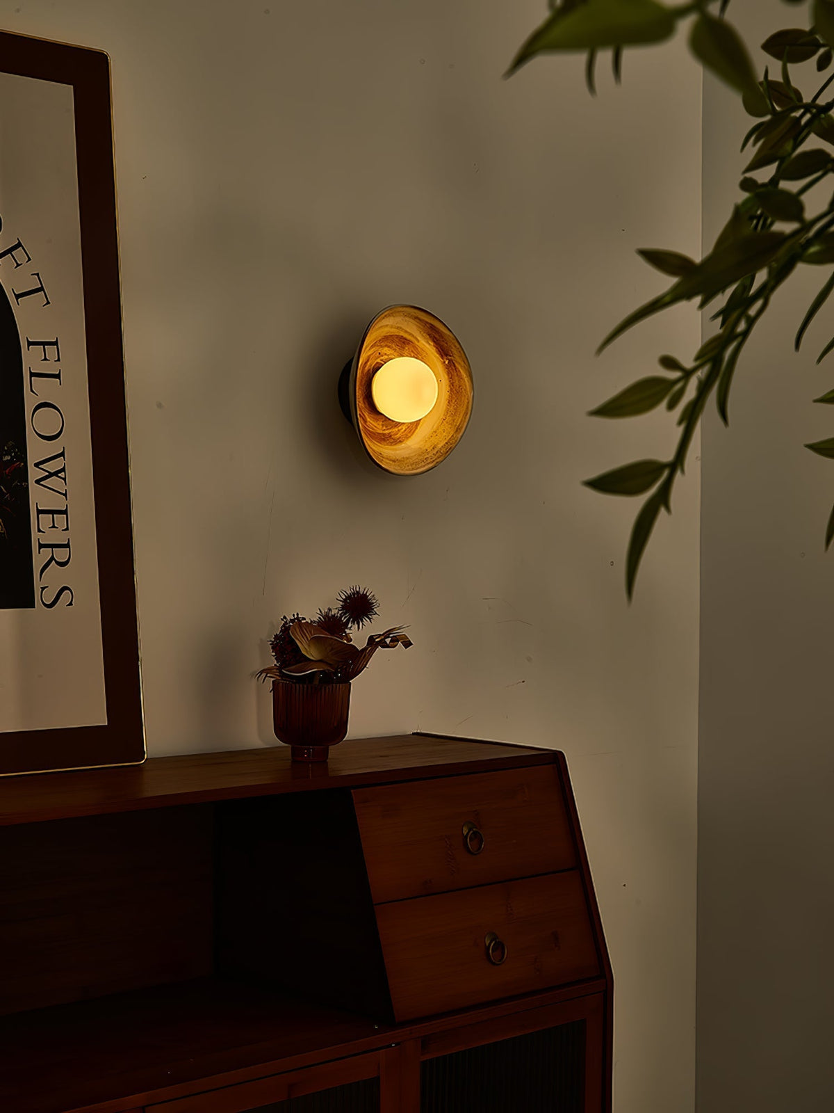 Solune moderne minimalistische wandlamp van glas en hout