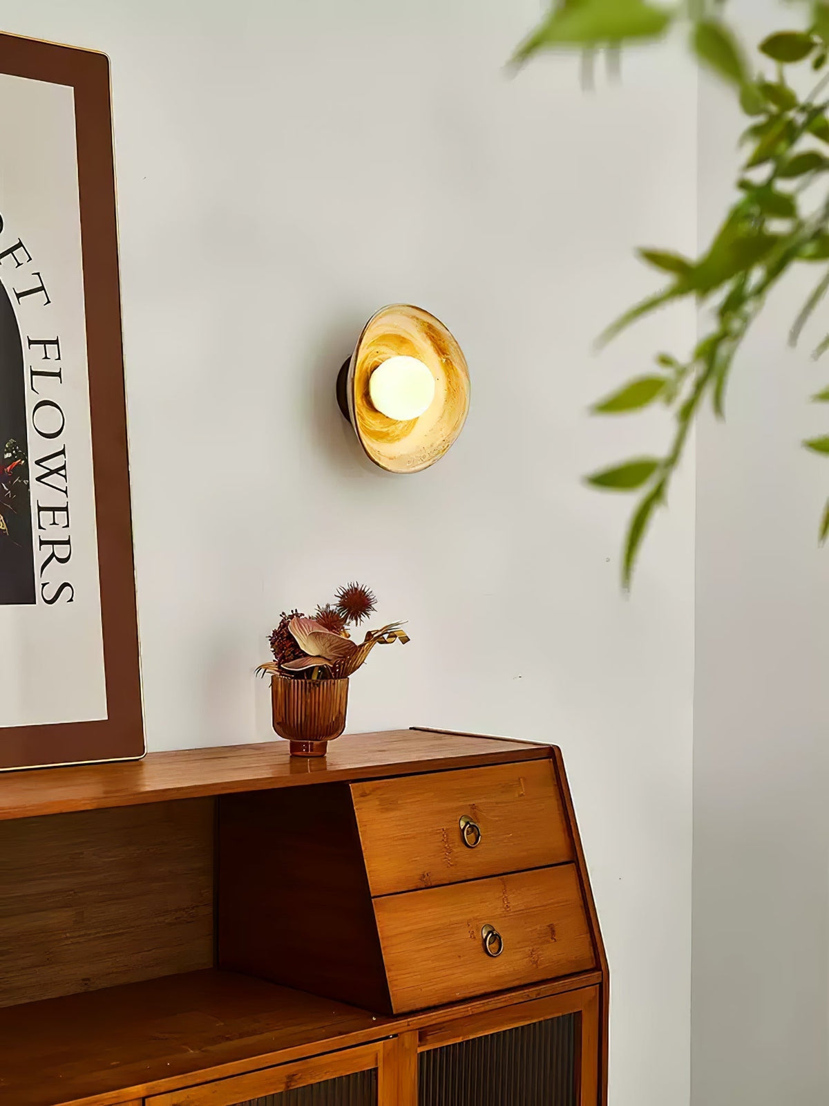 Solune moderne minimalistische wandlamp van glas en hout