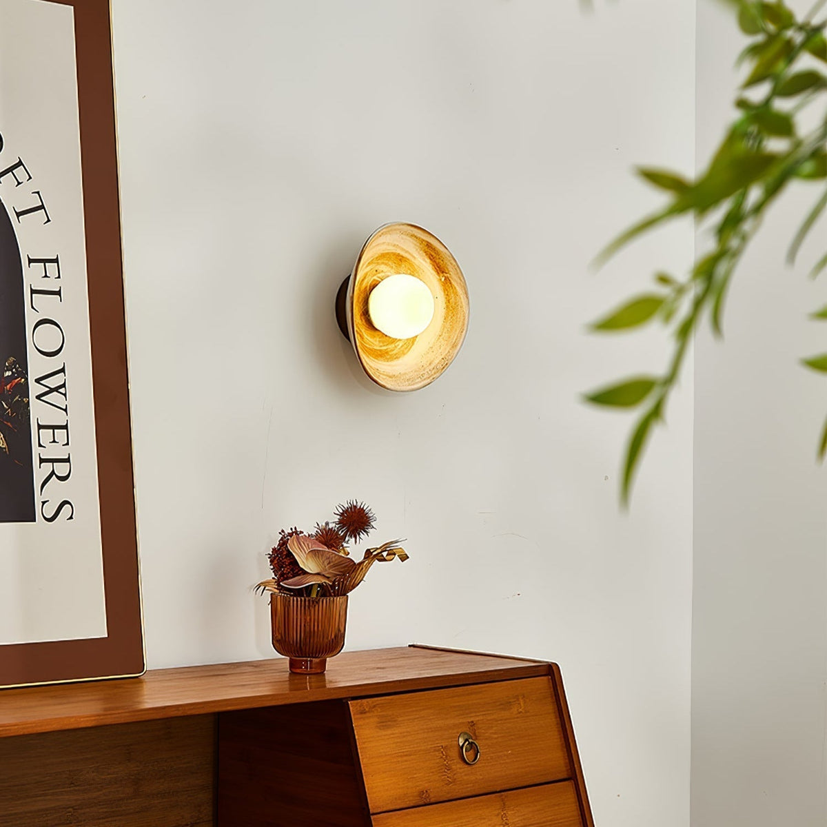 Solune moderne minimalistische wandlamp van glas en hout
