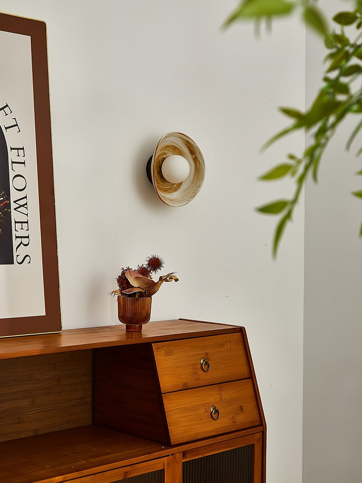 Solune moderne minimalistische wandlamp van glas en hout