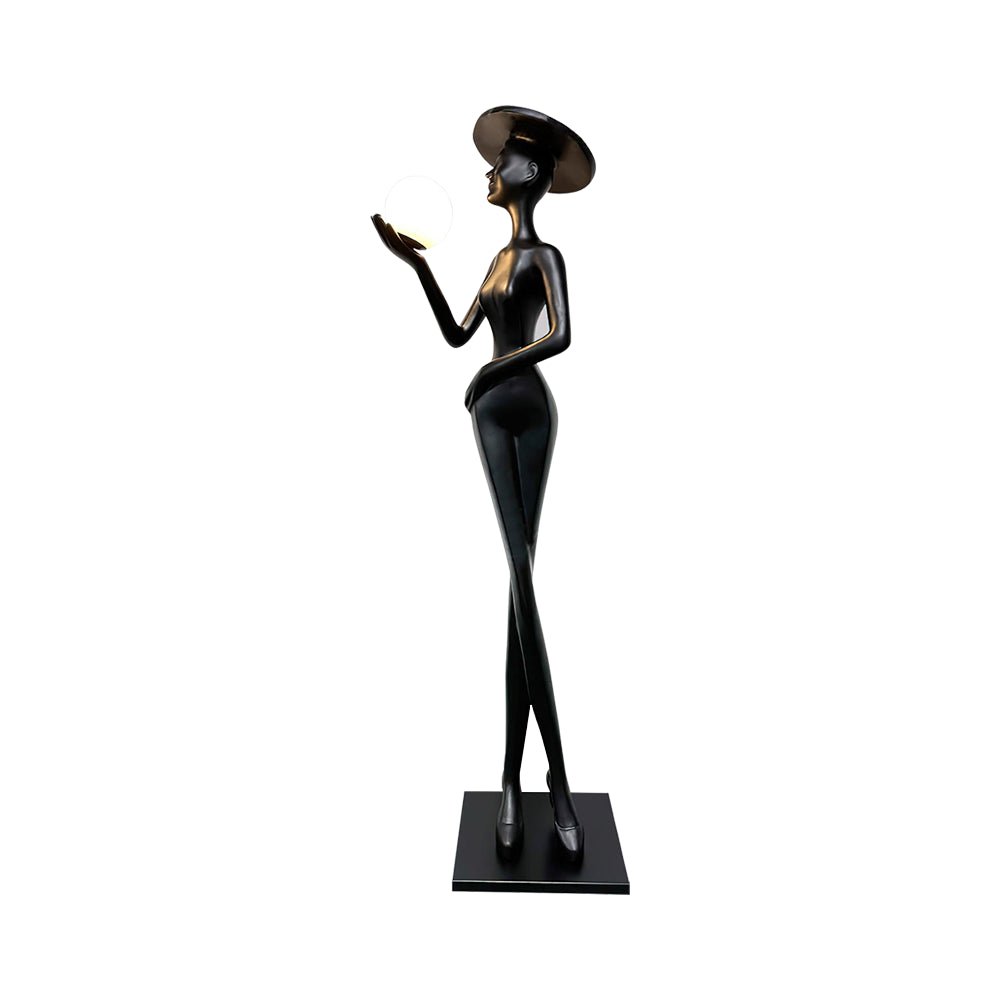 Zevinen elegante vloerlamp met zwarte bol