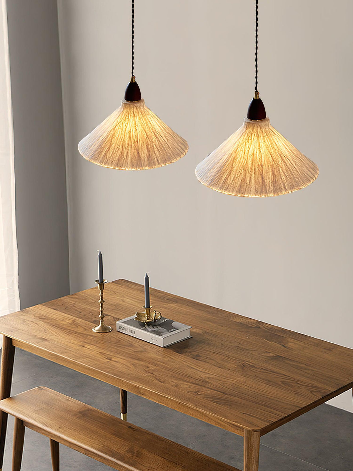 Locan hanglamp van rijstpapier en hout