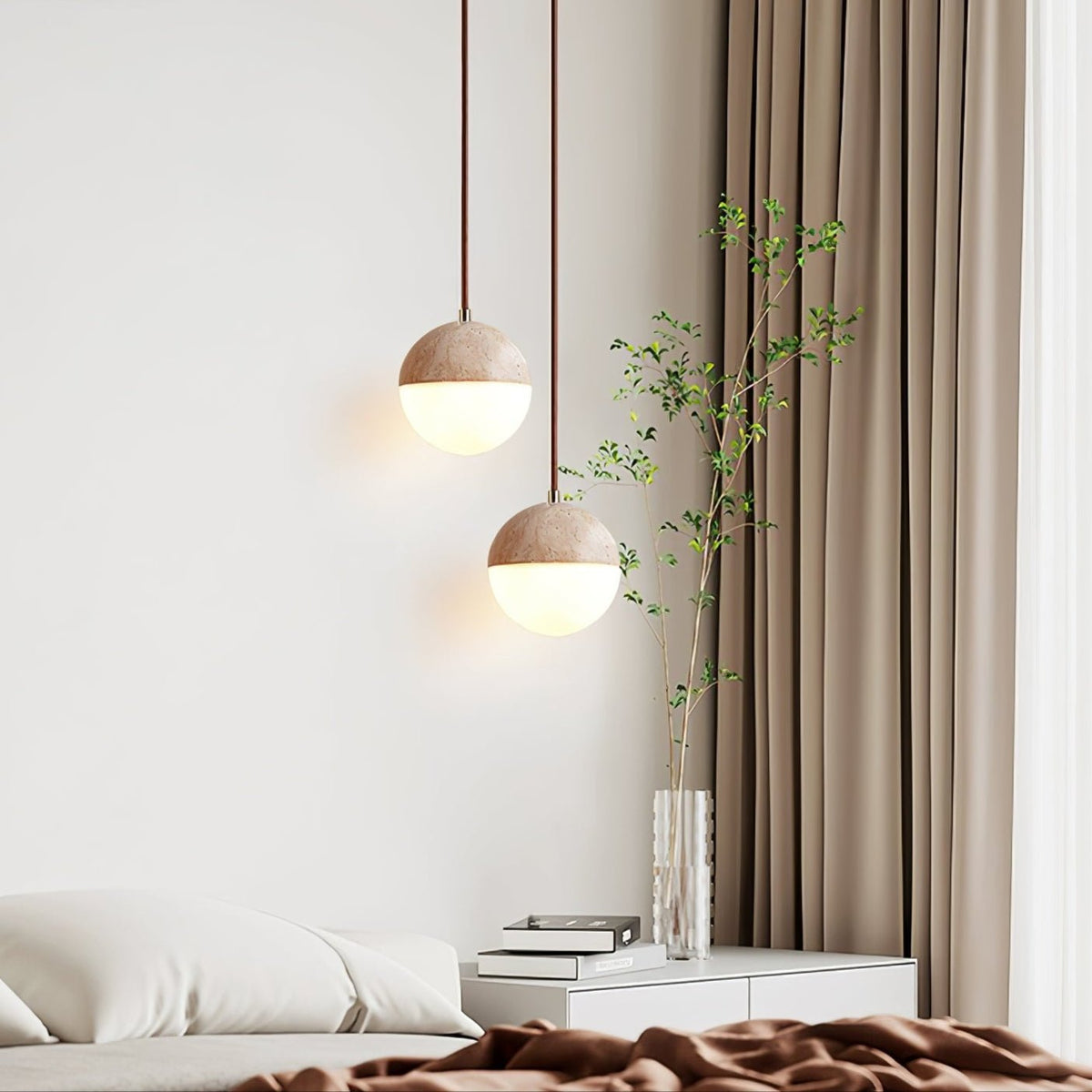 Vendrick hanglamp in geel travertin